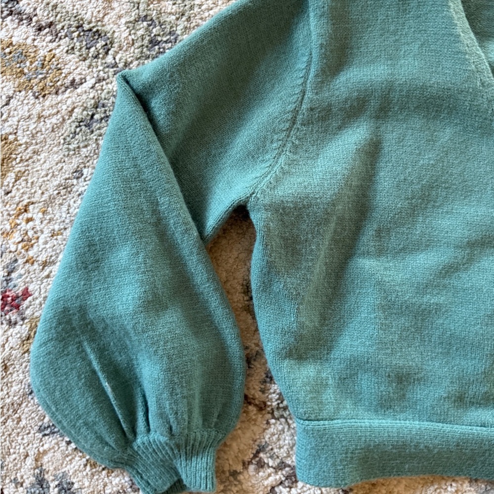 Dusty Teal Wrap Sweater - Picture 12 of 17
